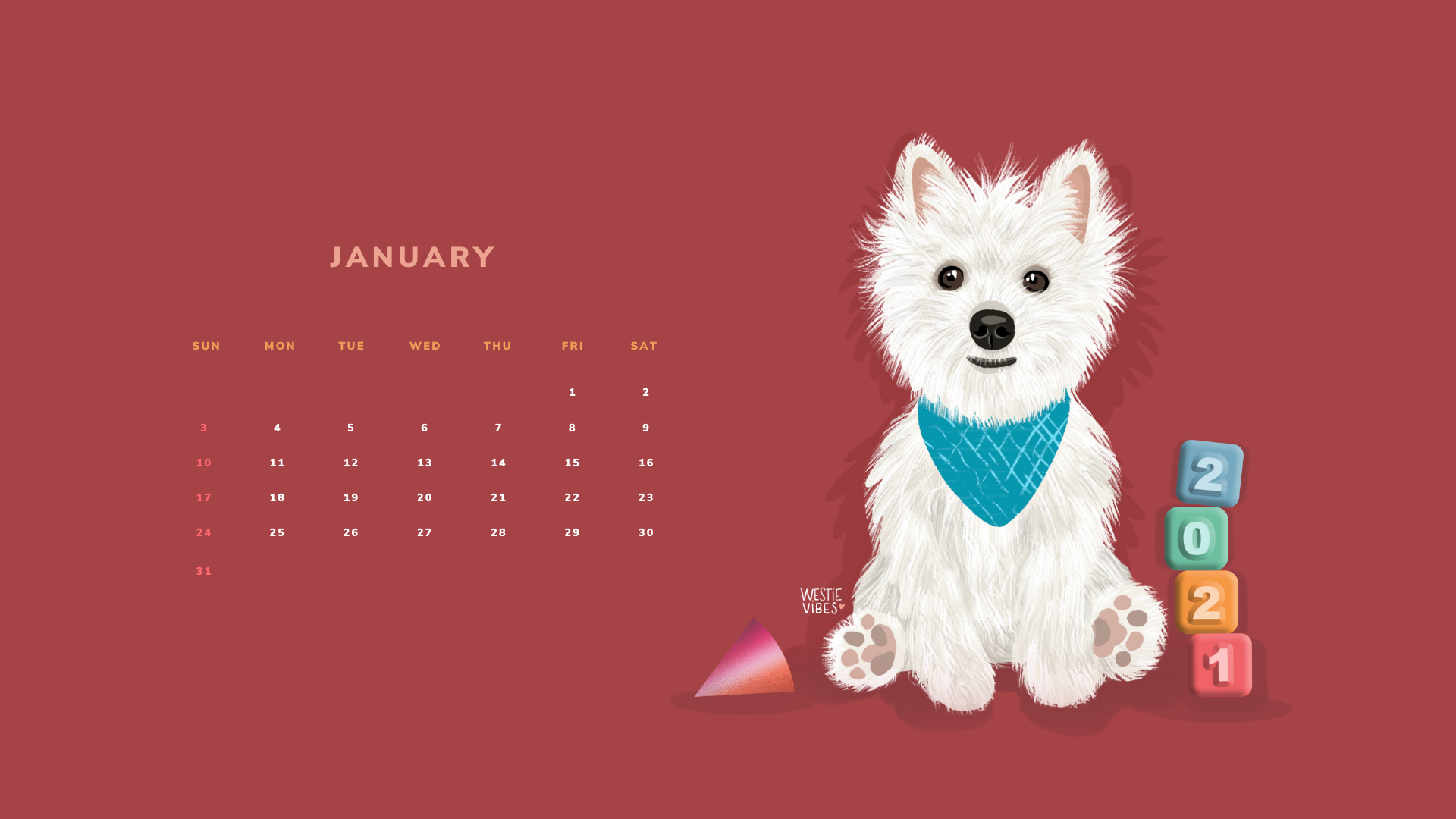 January 2021 Calendar Wallpaper Westie Vibes